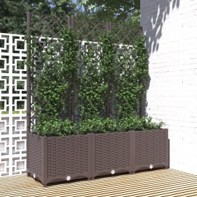 Jardinera de jardín con enrejado marrón 120x40x136 cm PP en Macetas y jardineras | Comprar online en Foru.es