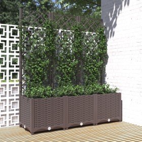 Jardinera de jardín con enrejado marrón 120x40x136 cm PP en Macetas y jardineras | Comprar online en Foru.es