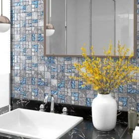 Azulejos de mosaico 11 unidades vidrio gris y azul 30x30 cm de vidaXL, Baldosas - Ref: Foro24-327309, Precio: 72,01 €, Descue...