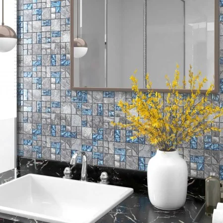Mosaic tiles 11 units gray and blue glass 30x30 cm by vidaXL, Tiles - Ref: Foro24-327309, Price: 72,01 €, Discount: %