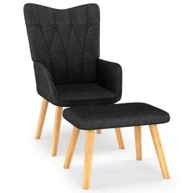 Sillón de relax con reposapiés tela negro de vidaXL, Sillones - Ref: Foro24-327540, Precio: 114,62 €, Descuento: %