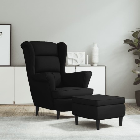 Sillón orejero y taburete de terciopelo azul de vidaXL, Sillones - Ref: Foro24-3115937, Precio: 269,38 €, Descuento: %