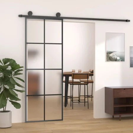 Schiebetür mit ESG-Aluminium-Glasbeschlagsatz 76x205 cm von vidaXL, Türen für zu Hause - Ref: Foro24-3152139, Preis: 249,93 €...