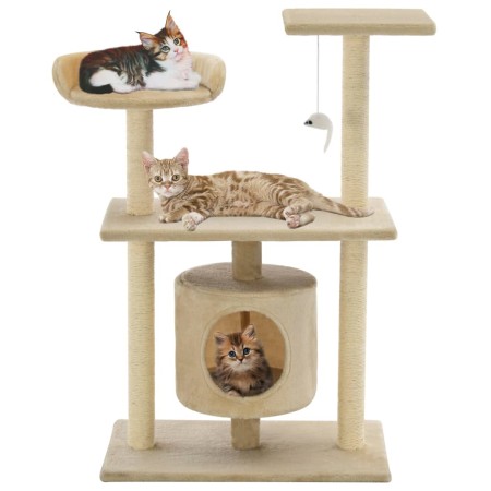 Rascador para gatos con postes rascadores de sisal 95 cm beige en Mobiliario para gatos | Comprar online en Foru.es