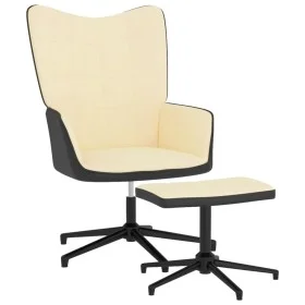 Silla de relax con taburete terciopelo y PVC crema de vidaXL, Sillones - Ref: Foro24-327851, Precio: 95,14 €, Descuento: %