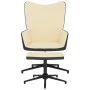 Silla de relax con taburete terciopelo y PVC crema de vidaXL, Sillones - Ref: Foro24-327851, Precio: 95,14 €, Descuento: %