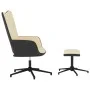 Silla de relax con taburete terciopelo y PVC crema de vidaXL, Sillones - Ref: Foro24-327851, Precio: 95,14 €, Descuento: %