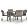 Set comedor de jardín 5 piezas con cojines ratán sintético gris en Conjuntos de jardín | Comprar online en Foru.es