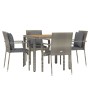 Set comedor de jardín 5 piezas con cojines ratán sintético gris en Conjuntos de jardín | Comprar online en Foru.es
