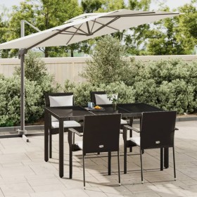 Set de muebles jardín 5 pzas con cojines ratán sintético negro en Conjuntos de jardín | Comprar online en Foru.es