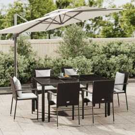 Set de comedor de jardín 7 pzas y cojines ratán sintético negro en Conjuntos de jardín | Comprar online en Foru.es