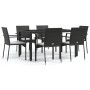 Set de comedor de jardín 7 pzas y cojines ratán sintético negro en Conjuntos de jardín | Comprar online en Foru.es