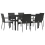Set de comedor de jardín 7 pzas y cojines ratán sintético negro en Conjuntos de jardín | Comprar online en Foru.es