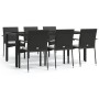 Set de comedor de jardín 7 pzas y cojines ratán sintético negro en Conjuntos de jardín | Comprar online en Foru.es