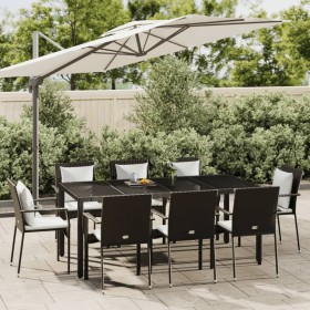 Set de comedor de jardín 9 pzas y cojines ratán sintético negro en Conjuntos de jardín | Comprar online en Foru.es