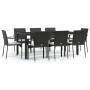 Set de comedor de jardín 9 pzas y cojines ratán sintético negro en Conjuntos de jardín | Comprar online en Foru.es