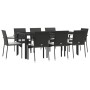 Set de comedor de jardín 9 pzas y cojines ratán sintético negro en Conjuntos de jardín | Comprar online en Foru.es