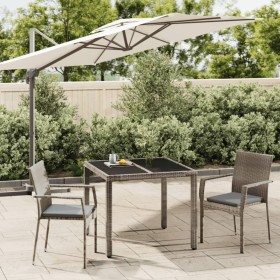 Set comedor de jardín 3 piezas con cojines ratán sintético gris en Conjuntos de jardín | Comprar online en Foru.es