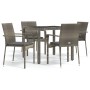 Set comedor de jardín 5 piezas con cojines ratán sintético gris en Conjuntos de jardín | Comprar online en Foru.es