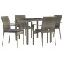 Set comedor de jardín 5 piezas con cojines ratán sintético gris en Conjuntos de jardín | Comprar online en Foru.es