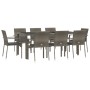 Set comedor jardín 9 pzas y cojines ratán sintético gris en Conjuntos de jardín | Comprar online en Foru.es