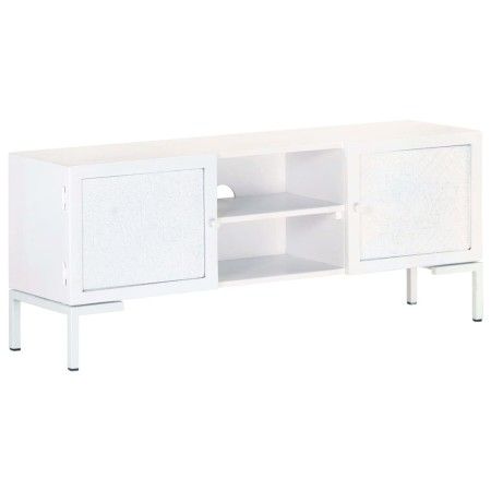 Mueble para TV de madera maciza de mango blanco 115x30x46 cm de vidaXL, Muebles TV - Ref: Foro24-323580, Precio: 106,64 €, De...