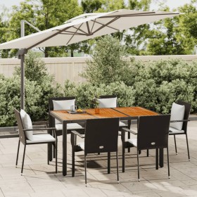 Set de comedor de jardín 7 pzas y cojines ratán sintético negro en Conjuntos de jardín | Comprar online en Foru.es