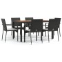Set de comedor de jardín 7 pzas y cojines ratán sintético negro en Conjuntos de jardín | Comprar online en Foru.es