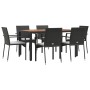 Set de comedor de jardín 7 pzas y cojines ratán sintético negro en Conjuntos de jardín | Comprar online en Foru.es