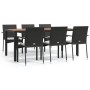 Set de comedor de jardín 7 pzas y cojines ratán sintético negro en Conjuntos de jardín | Comprar online en Foru.es