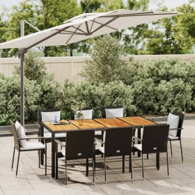 Set de comedor de jardín 9 pzas y cojines ratán sintético negro en Conjuntos de jardín | Comprar online en Foru.es