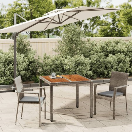 Set comedor de jardín 3 piezas con cojines ratán sintético gris en Conjuntos de jardín | Comprar online en Foru.es
