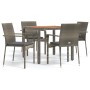Set comedor de jardín 5 piezas con cojines ratán sintético gris en Conjuntos de jardín | Comprar online en Foru.es
