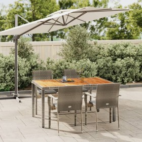 Set comedor de jardín 5 piezas con cojines ratán sintético gris en Conjuntos de jardín | Comprar online en Foru.es