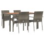 Set comedor de jardín 5 piezas con cojines ratán sintético gris en Conjuntos de jardín | Comprar online en Foru.es