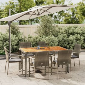 Set comedor jardín 7 pzas y cojines ratán sintético gris en Conjuntos de jardín | Comprar online en Foru.es