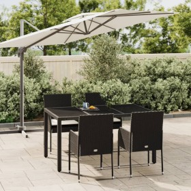 Set de muebles jardín 5 pzas con cojines ratán sintético negro en Conjuntos de jardín | Comprar online en Foru.es