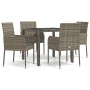 Set comedor de jardín 5 piezas con cojines ratán sintético gris en Conjuntos de jardín | Comprar online en Foru.es