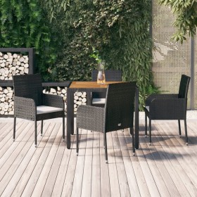 Set de muebles jardín 5 pzas con cojines ratán sintético negro en Conjuntos de jardín | Comprar online en Foru.es