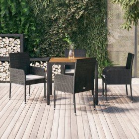 Set de muebles jardín 5 pzas con cojines ratán sintético negro en Conjuntos de jardín | Comprar online en Foru.es