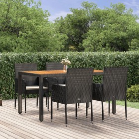 Set de muebles jardín 5 pzas con cojines ratán sintético negro en Conjuntos de jardín | Comprar online en Foru.es