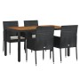Set de muebles jardín 5 pzas con cojines ratán sintético negro en Conjuntos de jardín | Comprar online en Foru.es