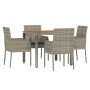 Set comedor de jardín 5 piezas con cojines ratán sintético gris en Conjuntos de jardín | Comprar online en Foru.es