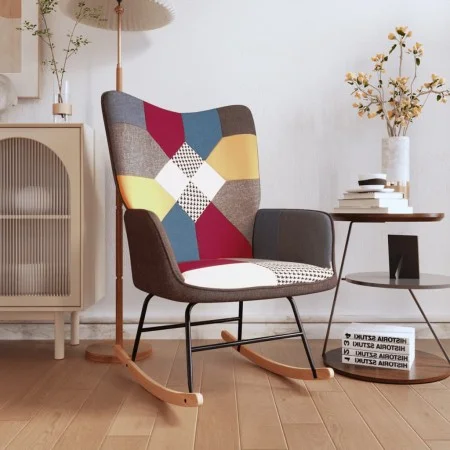 Silla mecedora de tela Patchwork de vidaXL, Mecedoras - Ref: Foro24-328191, Precio: 113,29 €, Descuento: %