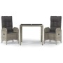 Set comedor de jardín 3 piezas con cojines ratán sintético gris en Conjuntos de jardín | Comprar online en Foru.es