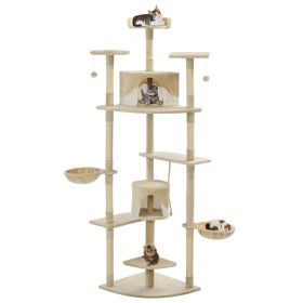 Rascador para gatos con poste de sisal 203 cm beige y blanco en Mobiliario para gatos | Comprar online en Foru.es
