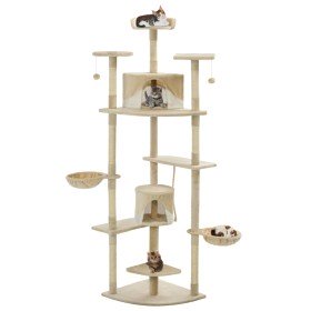 Rascador para gatos con poste de sisal 203 cm beige y blanco en Mobiliario para gatos | Comprar online en Foru.es