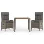 Set comedor de jardín 3 piezas con cojines ratán sintético gris en Conjuntos de jardín | Comprar online en Foru.es