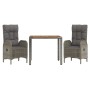 Set comedor de jardín 3 piezas con cojines ratán sintético gris en Conjuntos de jardín | Comprar online en Foru.es