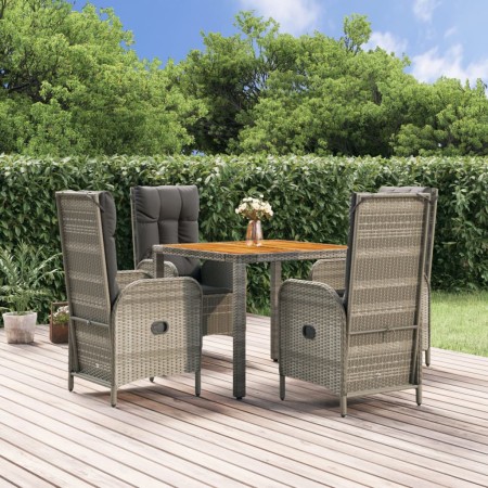 Set comedor de jardín 5 piezas con cojines ratán sintético gris en Conjuntos de jardín | Comprar online en Foru.es